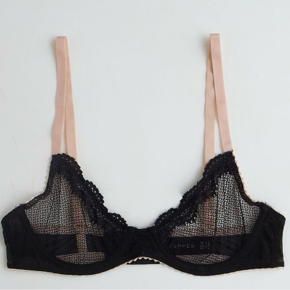 Pepper Signature Unlined Demi Bra Sheer Black Lace Bra
